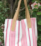 Sample beach bag made from Laura Ashley 'Heacham' red and cream stripy fabric