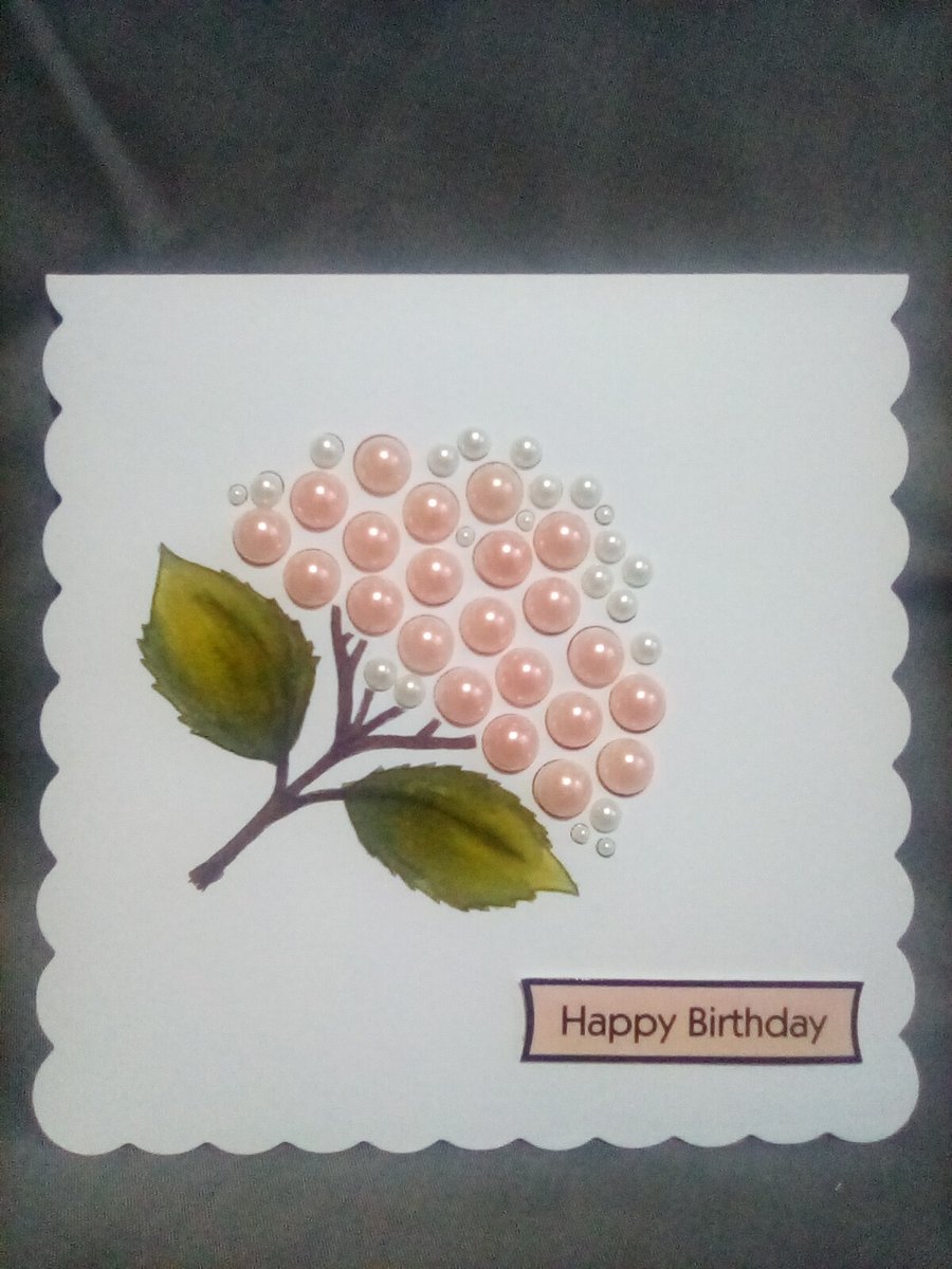 Watercolour flower embellished handmade Birthday card