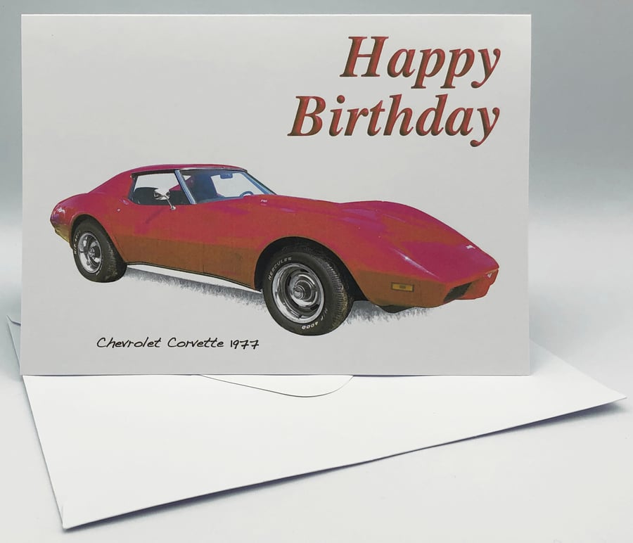 Chevrolet Corvette 1977 - Birthday, Anniversary, Thanksgiving or Plain Card