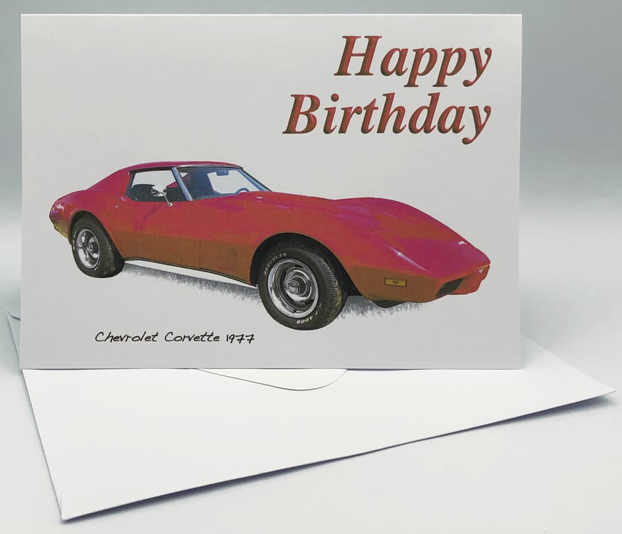 Chevrolet Corvette 1977 - Birthday, Anniversary, Thanksgiving or Plain Card