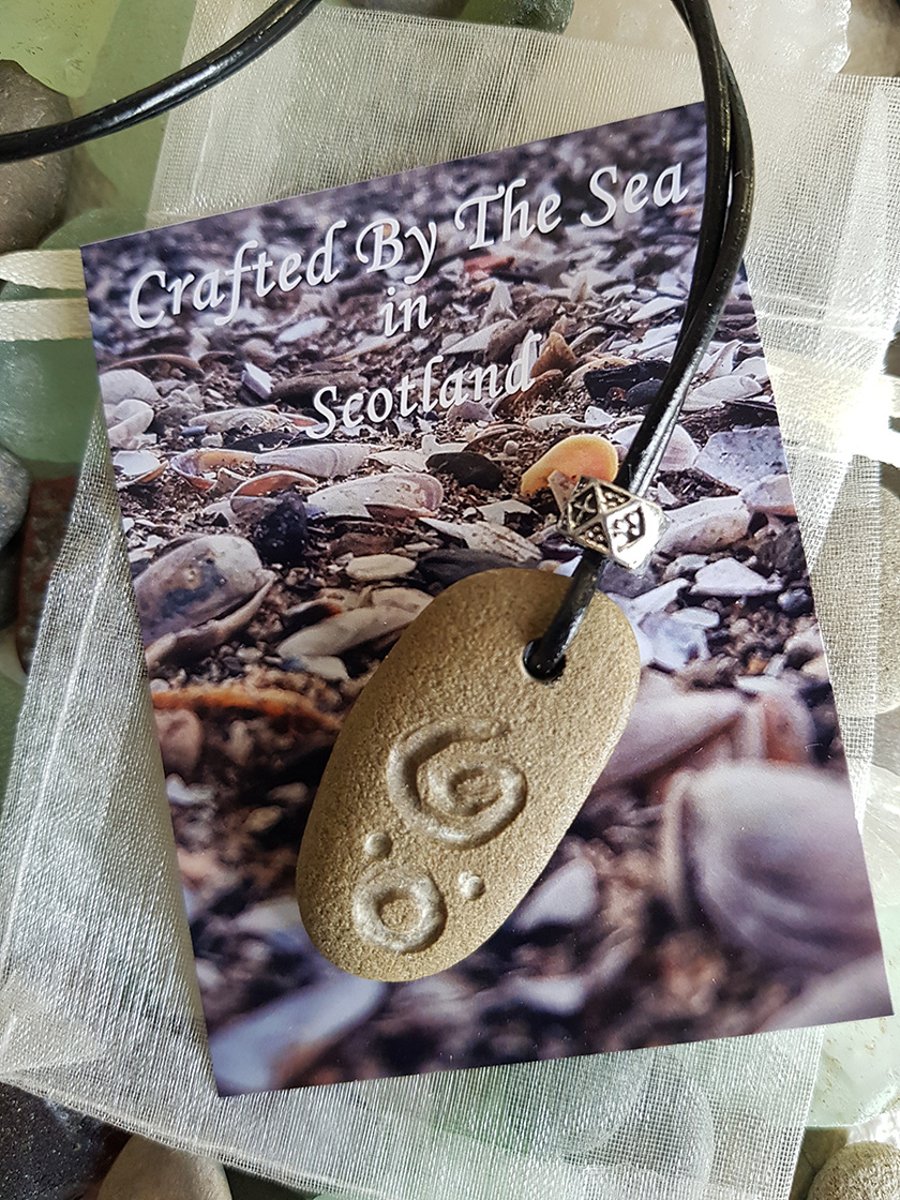 Scottish necklace, Natural Coastal stone crafted by the sea 4cm x 2.2cm approx.