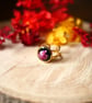 Deep Pink Abalone Shell Adjustable Gold Stainless Steel Ring