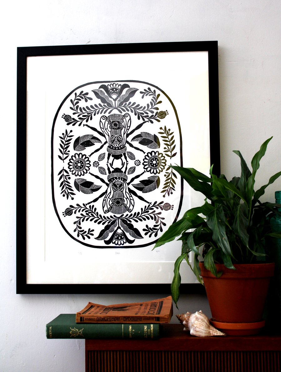 Bees - Limited edition lino print