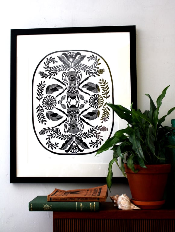 Bees - Limited edition lino print