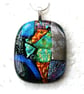 Dichroic Glass S013 Supersize Patchwork 3-layer Pendant with Silver Plated chain - Image 4