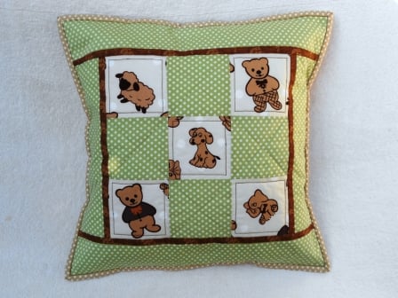 Baby Bear Patchwork Cushion Cover