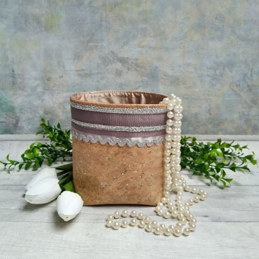 Cork and Silk Storage Basket 2