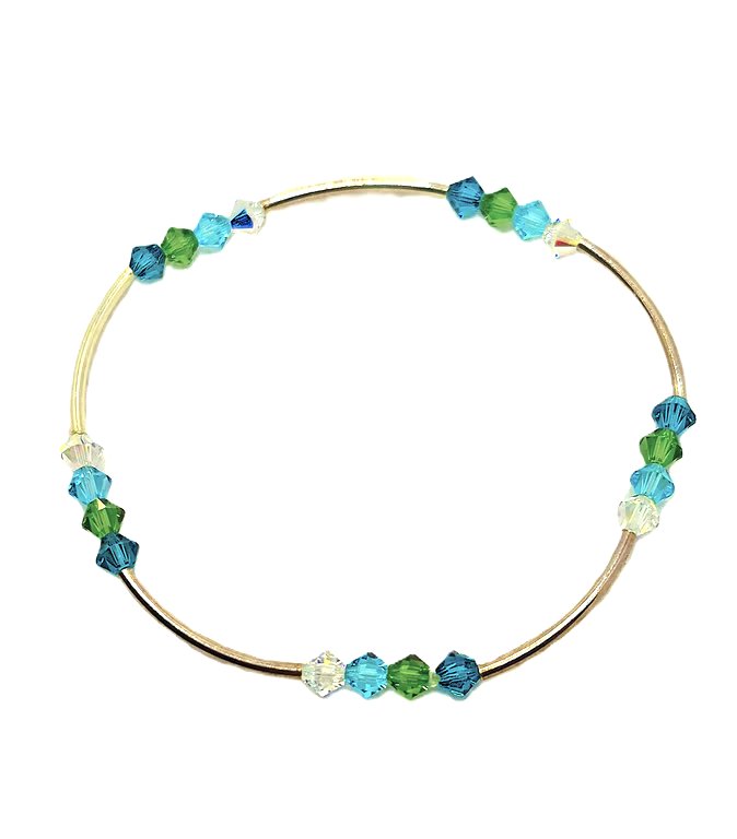 Sterling silver and Swarovski crystal bangle style stretchy bracelet