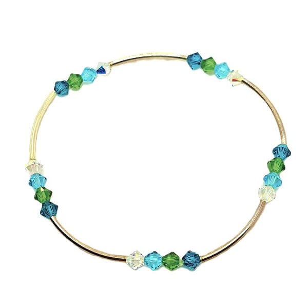 Sterling silver and Swarovski crystal bangle style stretchy bracelet