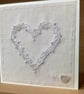 Hand Embroidered Greetings Card -Beaded Pearl Heart - Image 3