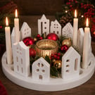 Scandi Nordic Style Christmas Village Scene. A Lovely Centrepiece Or Decoration