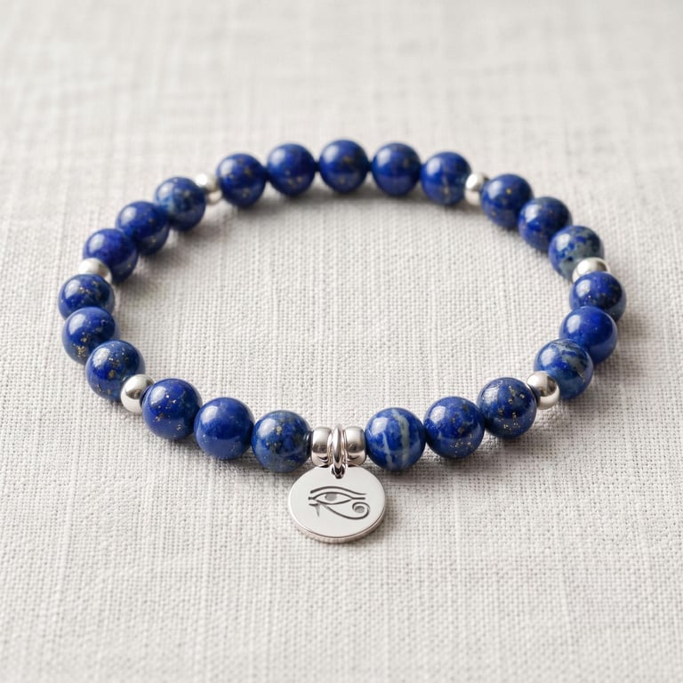 Lapis Lazuli Crystal Bracelet, Wisdom & Intuition, Personalised Engraved Gift