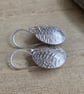 Sterling silver disc earrings, Leaf texture pattern - Image 6