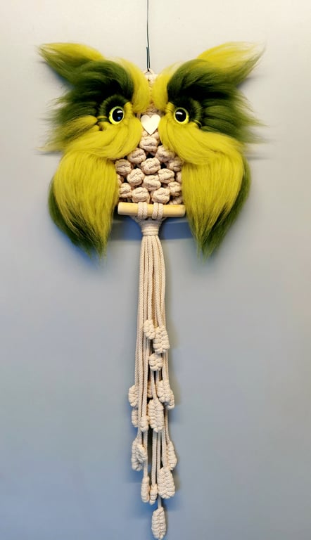 Macrame Green Owl 