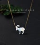 White Opal Goat Pendant Necklace with 925 Sterling Silver Chain