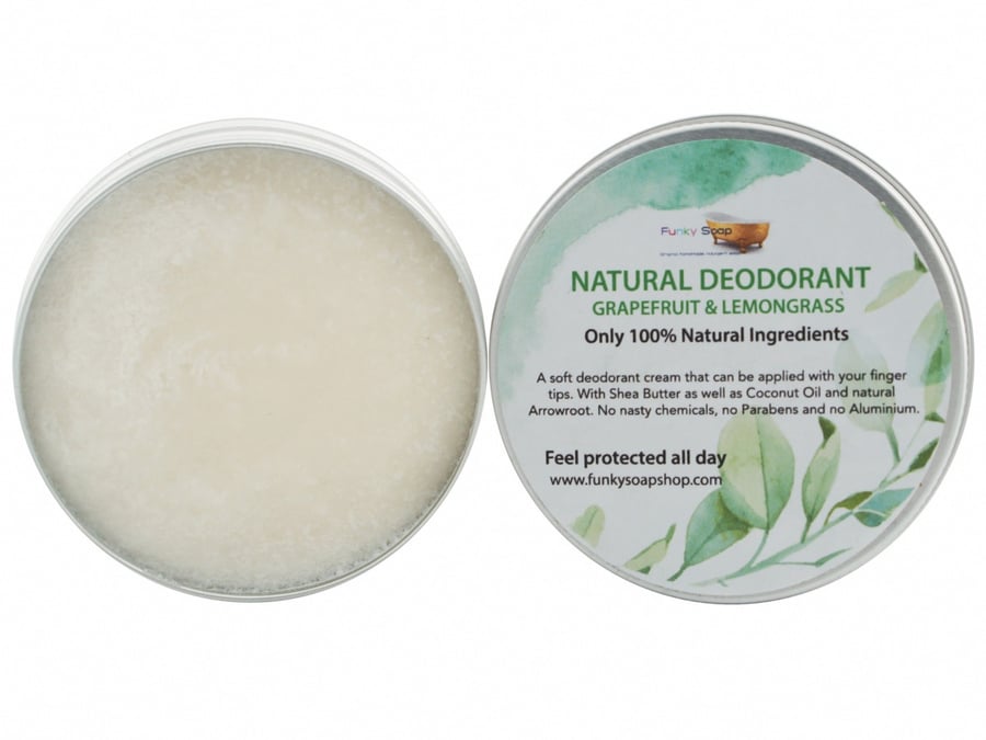 100% Natural Deodorant Grapefruit & Lemongrass, 1 Tub Of 70g