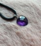 Faceted amethyst heart on black cord or sterling silver chain - Image 1