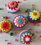 Crochet Christmas Baubles Set of 5 - Bright Colours - Tree Decorations