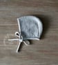 Hand Knitted Baby Bonnet in Silver Grey. 