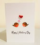 Hand painted robin card with a quilled red heart - Image 1