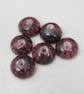 6 Small Gloss Dark Speckled Rose Half-round Ceramic Flower Beads - Image 3