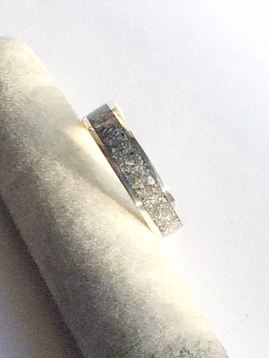 Memorial Cremation Ashes Set in a Sterling Silver Ring - Made to Order