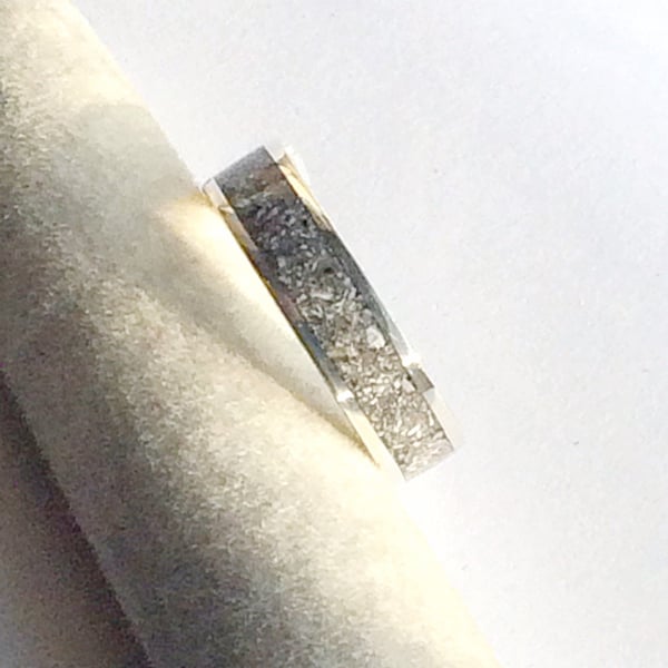 Memorial Cremation Ashes Set in a Sterling Silver Ring - Made to Order