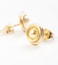 Handmade 14K Gold Filled Small Stud Earrings with Swarovski Pearl - Gold - Image 1