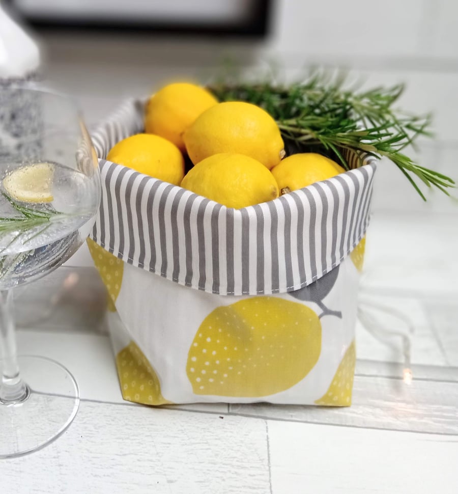 Stars and Stripes or Lemons Oilcloth Contemporary Storage Baskets