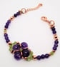 Amethyst & Peridot Tudor Rose Flower Bracelet 6.5 to 7.5 Inch - Image 1