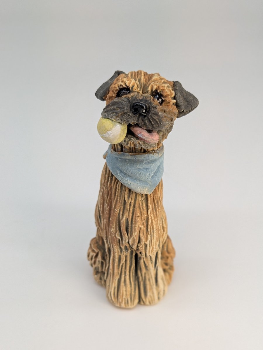 Mini Border Terrier with ball and neckerchief- 6