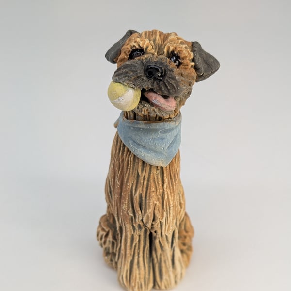 Mini Border Terrier with ball and neckerchief- 6