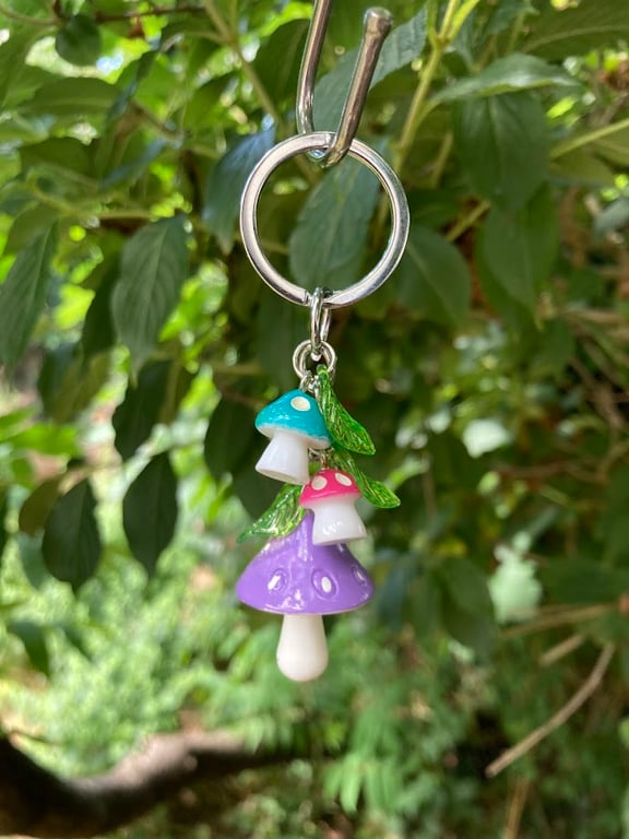Faery Toadstool bag charm or keyring purple