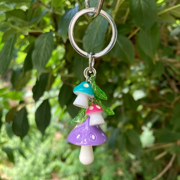 Faery Toadstool bag charm or keyring purple