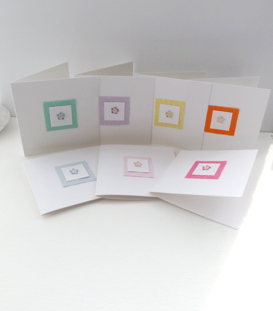 Tiny Flower White Card, Small cute any occasion cards.