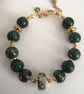 Green chunky gemstone  bracelet, woodland jasper & marcasite  - Image 5