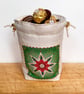 Double Sided Fabric Christmas Gift Bag – Star and Bauble Motif  - Image 7