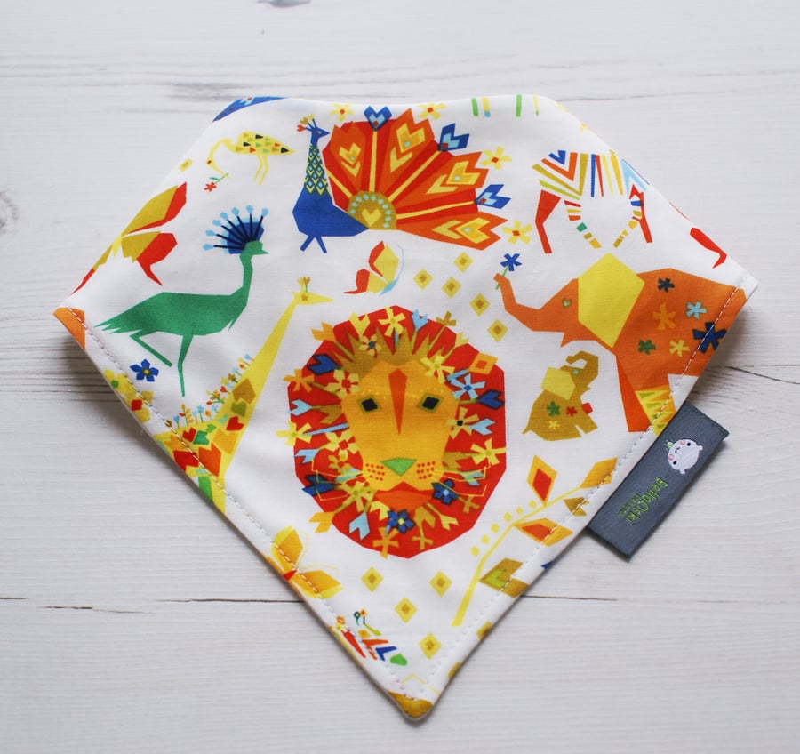 Bandana Dribble Bib Handmade Tamara Kate Origami Lions Fabric NEW BABY GIFT IDEA