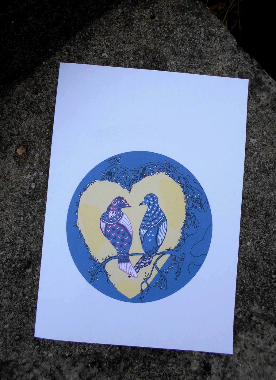 Love Birds in the Moonlight Greeting Card