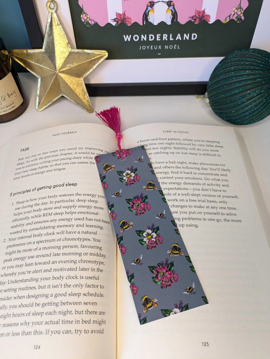 Rose bookmark with hand painted print, perfect gift for book lover