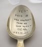 Deal with it, rubbish joke gift for Xmas or birthday, handstamped dessertspoon - Image 1