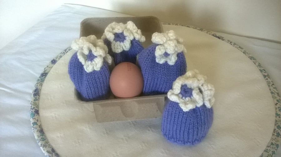 Lavender knitted egg cosie