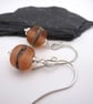 peach frosted lampwork glass earrings - Image 1