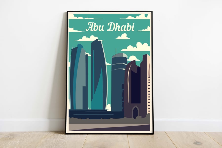 Abu Dhabi retro travel poster