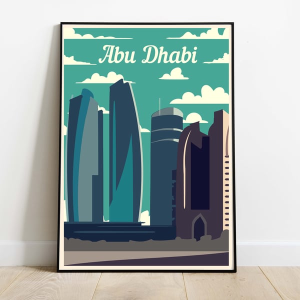 Abu Dhabi retro travel poster
