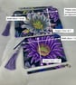 Floral zip clutch bag, Detachable wrist strap, 2 size options, Handmade - Image 7