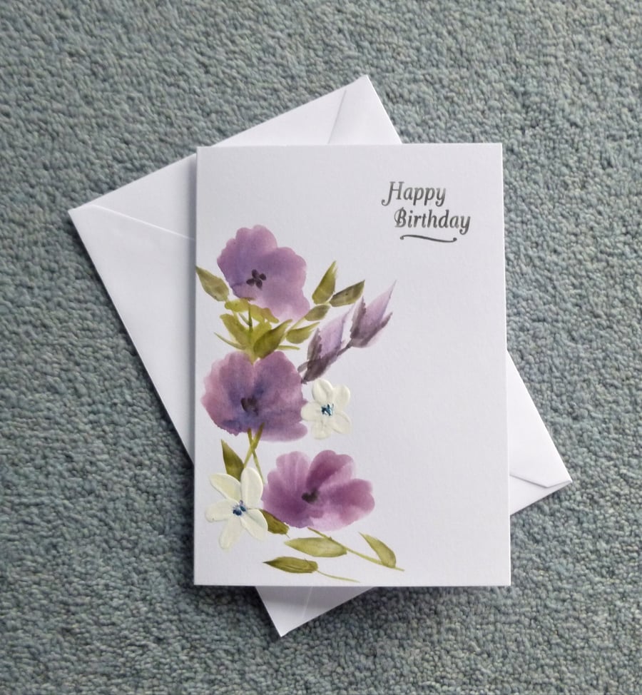 hand painted Birthday card ( ref F 626. P6 )