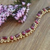 Garnet and Freshwater Pearl Bracelet with 24k Gold Seed Beads