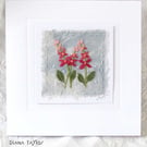 HAND EMBROIDERED HAND DYED FLORAL GREETINGS CARD