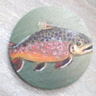 Wooden Coaster handpainted with a Brown Trout.  